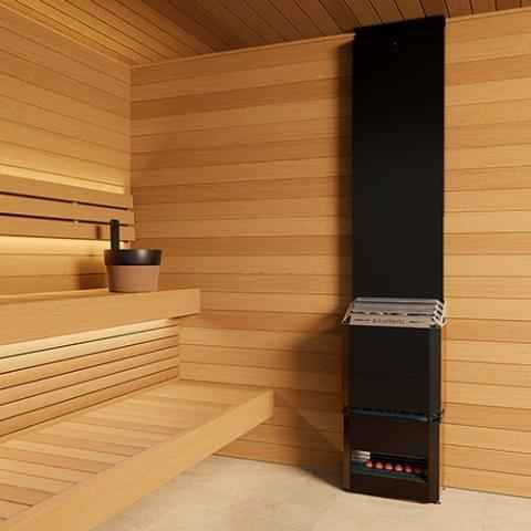 Saunum AIR 5 Sauna Heater - Air Series, 4.8kW Sauna Heater w/Climate Equalizer, Black