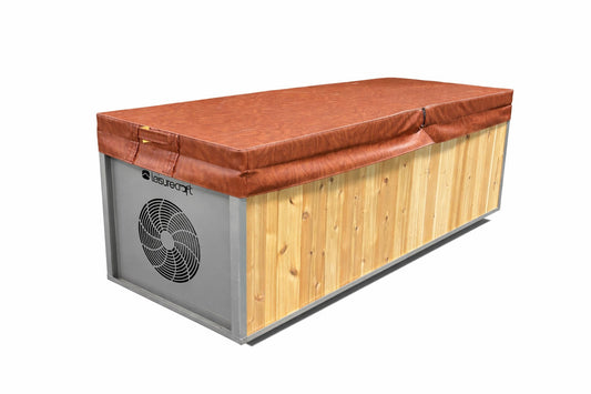 Canadian Timber insulated vinyl cover on The Flow cold plunge tub