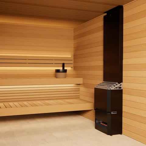 Saunum AIR 7 Sauna Heater - Air Series, 6.4kW Sauna Heater w/Climate Equalizer, Black