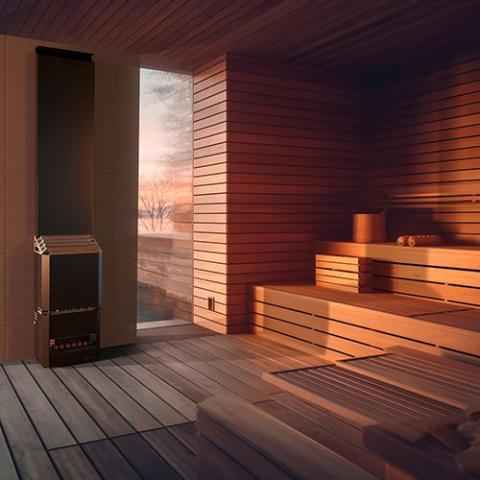 Saunum AIR 5 Sauna Heater - Air Series, 4.8kW Sauna Heater w/Climate Equalizer, Black