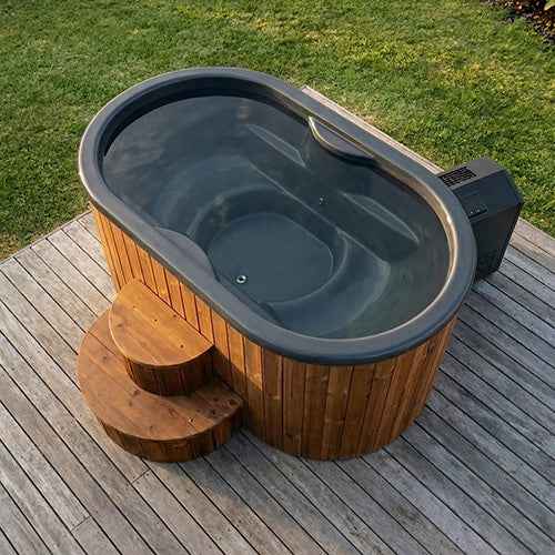 SaunaLife Model S2NC Package 2-Person Immersion Tub and Combination Water Chiller/Heater, Natural