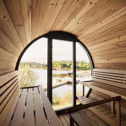SaunaLife Ergo Elegance-series Model EE8G - 6 Person Sauna Barrel with glass front