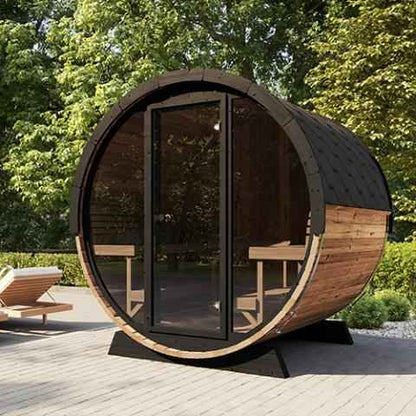SaunaLife Ergo Elegance-series Model EE8G - 6 Person Sauna Barrel with glass front