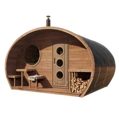 SaunaLife Model G11 Garden-Series Outdoor Home Sauna Kit -2 Room Sauna - Up to 8 Persons