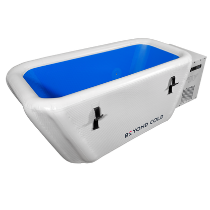 Penguin Chillers Beyond Cold Journey inflatable cold plunge with the lid off