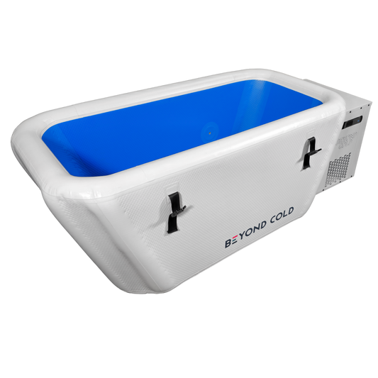 Penguin Chillers Beyond Cold Journey inflatable cold plunge with the lid off