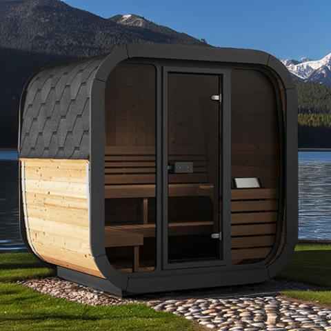 SaunaLife Model CL5G Cube-series - 4 Person Sauna with glass front