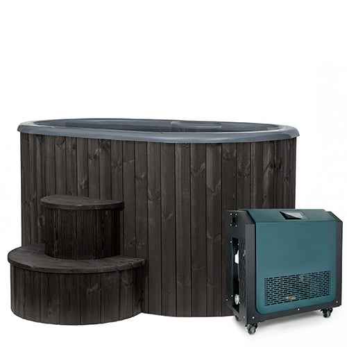 SaunaLife Model S2BC Package 2-Person Immersion Tub and Combination Water Chiller/Heater, Black
