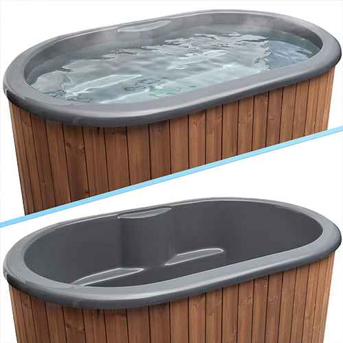 SaunaLife Model S2NC Package 2-Person Immersion Tub and Combination Water Chiller/Heater, Natural