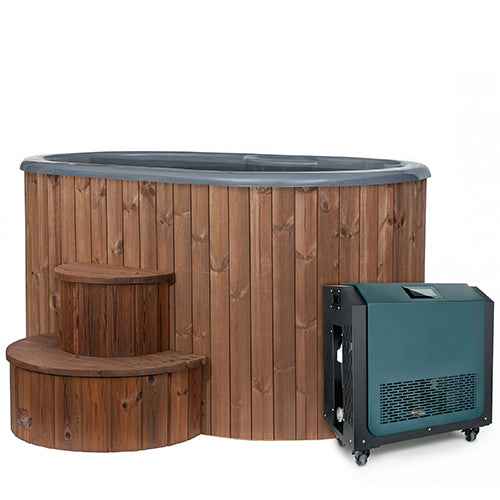 SaunaLife Model S2NC Package 2-Person Immersion Tub and Combination Water Chiller/Heater, Natural