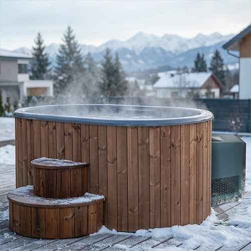 SaunaLife Model S2NC Package 2-Person Immersion Tub and Combination Water Chiller/Heater, Natural