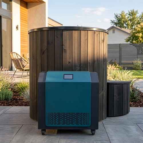 SaunaLife Model S1BC Package 1-Person Immersion Tub and Combination Water Chiller/Heater, Black