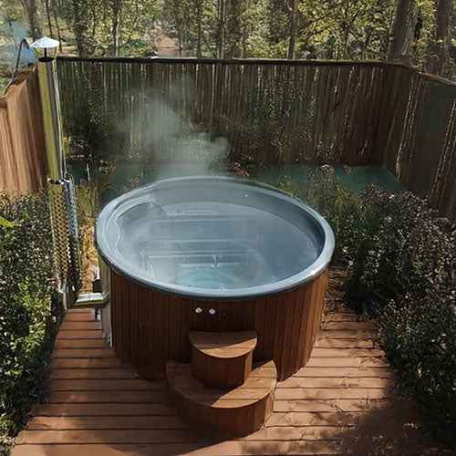 SaunaLife Model S4N - Wood-Burning Hot Tub, Natural, Up to 6 Persons