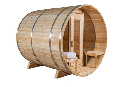 Canadian Timber Serenity MP 4-6 Person Barrel Sauna with Porch — view 4