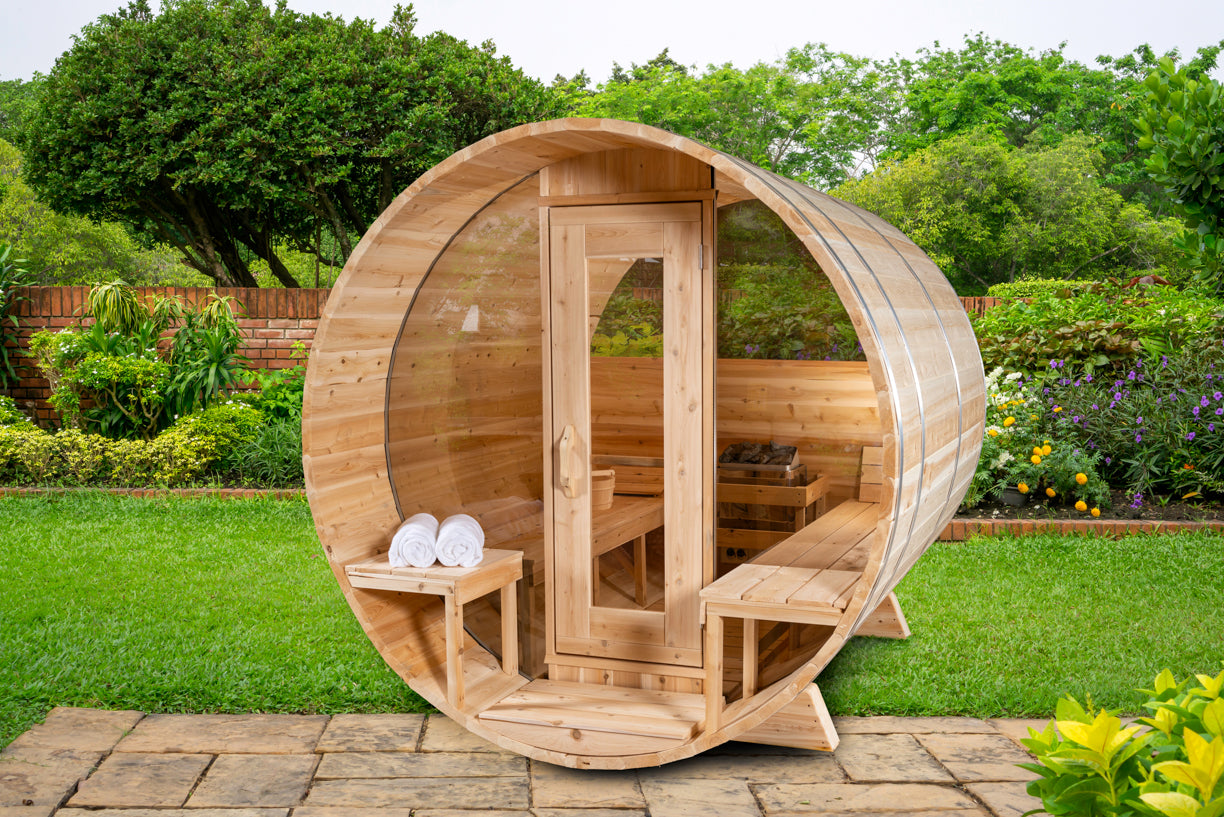 Canadian Timber Serenity MP 4-6 Person Barrel Sauna with Porch — view 8