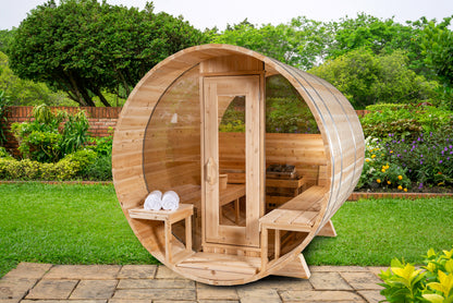 Canadian Timber Serenity MP 4-6 Person Barrel Sauna with Porch — view 8