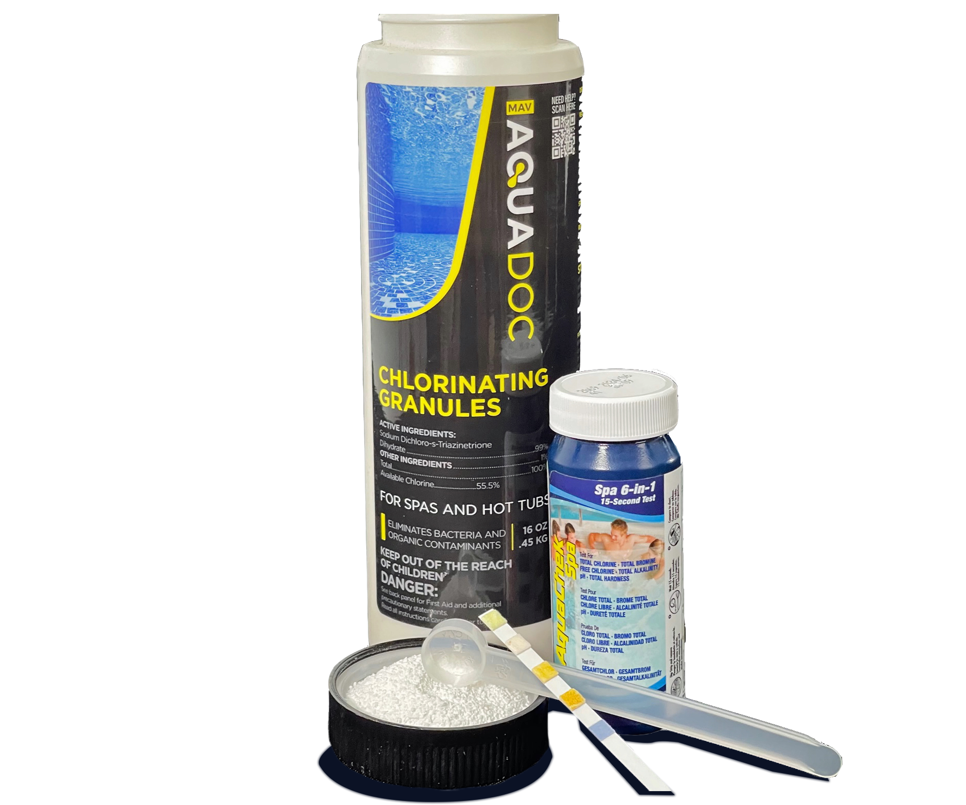 Penguin Chillers cold therapy chlorinating kit with granules, test strips and measuring spoon