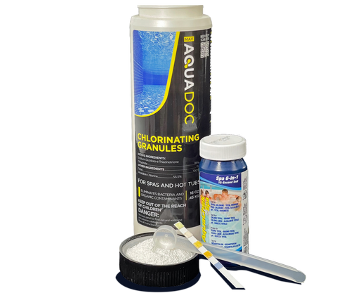 Penguin Chillers cold therapy chlorinating kit with granules, test strips and measuring spoon