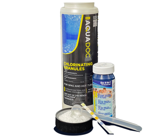 Penguin Chillers cold therapy chlorinating kit with granules, test strips and measuring spoon