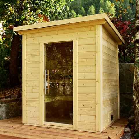 SaunaLife Garden-series Model G2 - Outdoor Home Sauna DIY Kit w/LED Light System - Up to 4 Persons